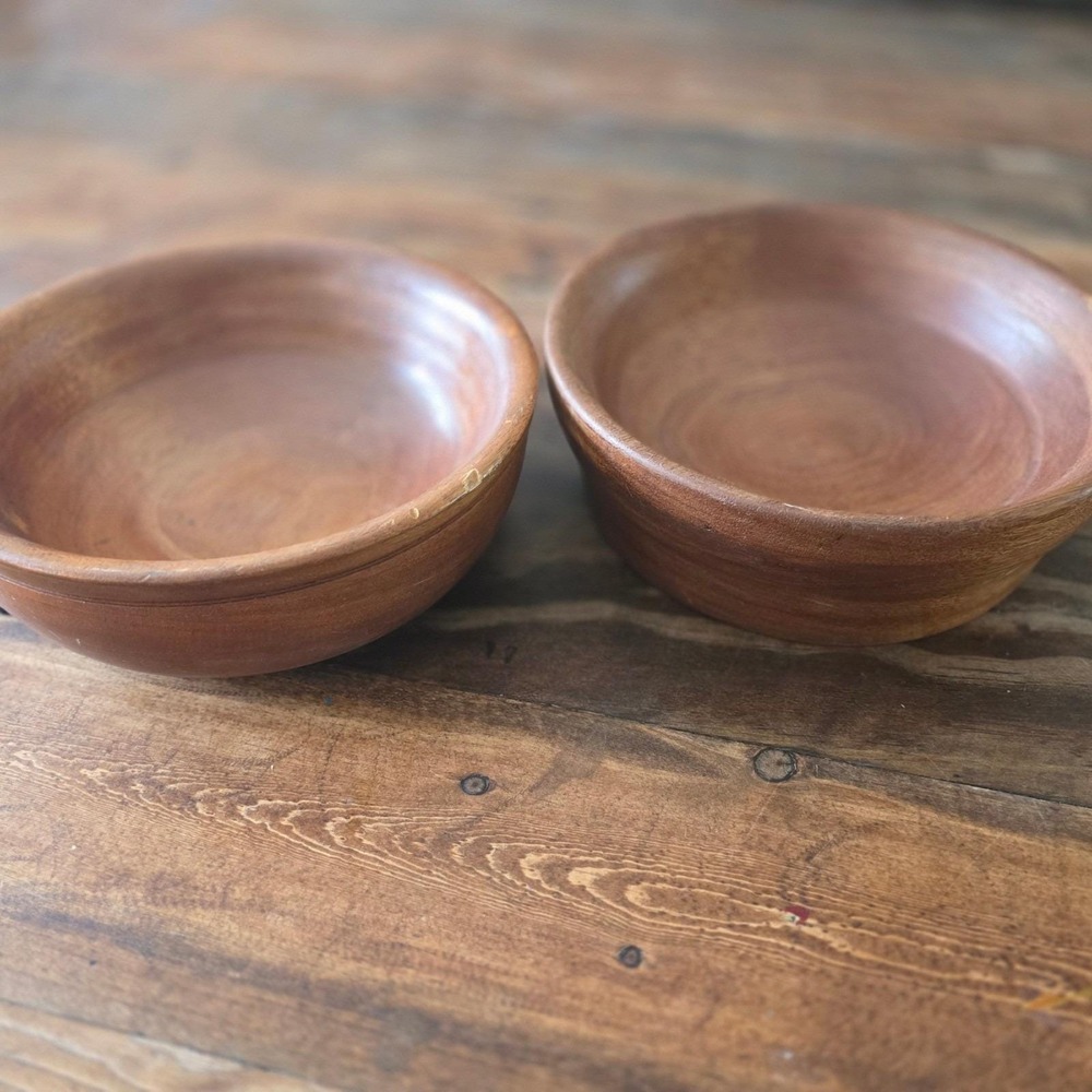 Hand carved wooden bowls bundle of‎ 2 cottagecore sustainable clean natural